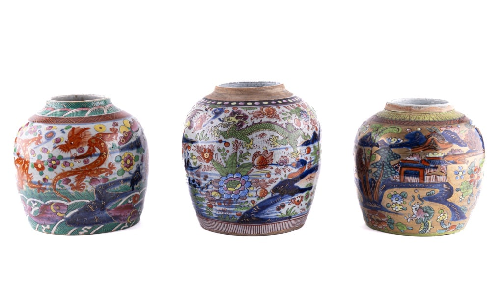 Highly Decorated Chinese Ginger Jars (3, 19th C) (1 of 12)