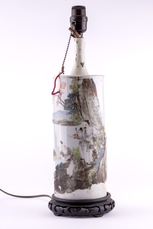 Japanese Vase/Lamp Conv. With Figural Scene (1 of 3)