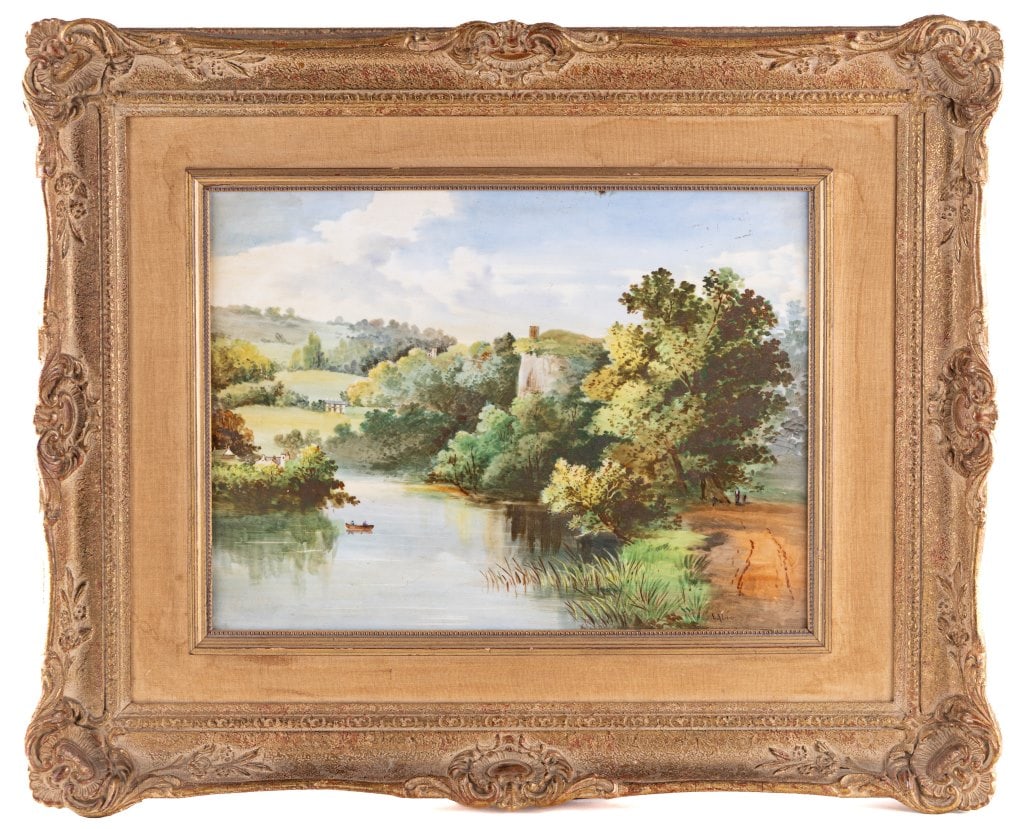 Framed Porcelain Plaque, Nature Scene, Large (1 of 4)