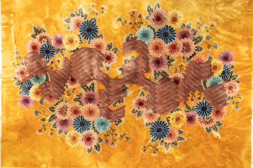 Yellow Chinese Art Deco Rug c1940 (1 of 4)