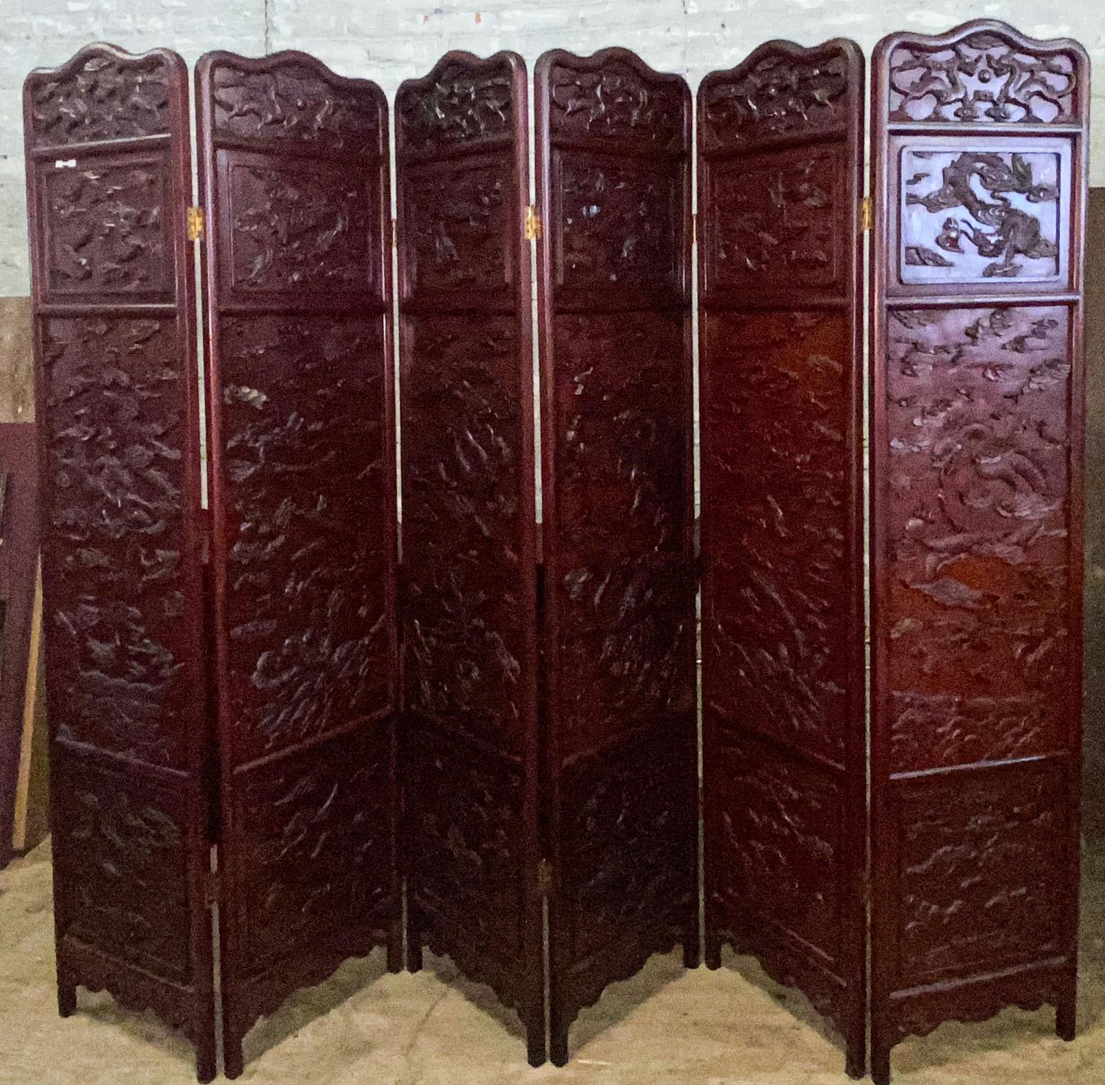 Chinese/Japanese Dragon Screen of Exotic Hardwood (1 of 10)