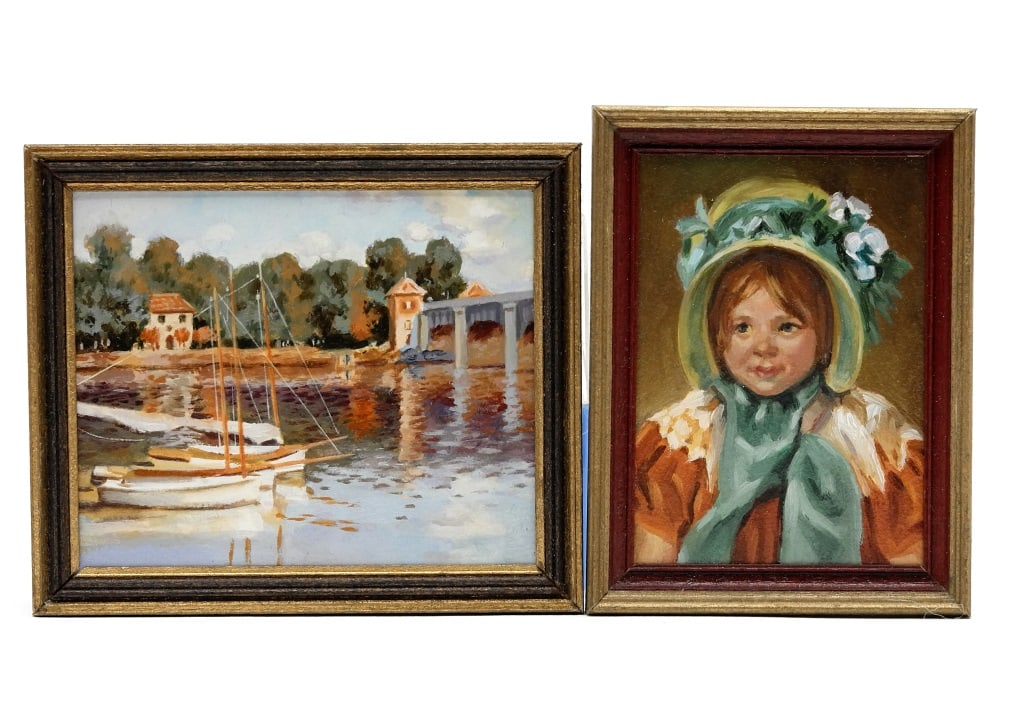 Lamb Impressionist Oil Paintings (2) Miniatures (1 of 2)
