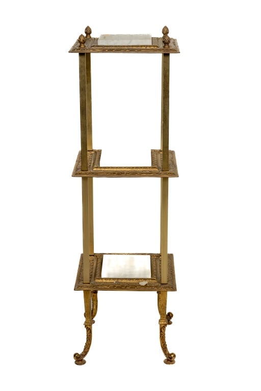 Three Tier Brass and Marble Display or Plant Stand (1 of 7)