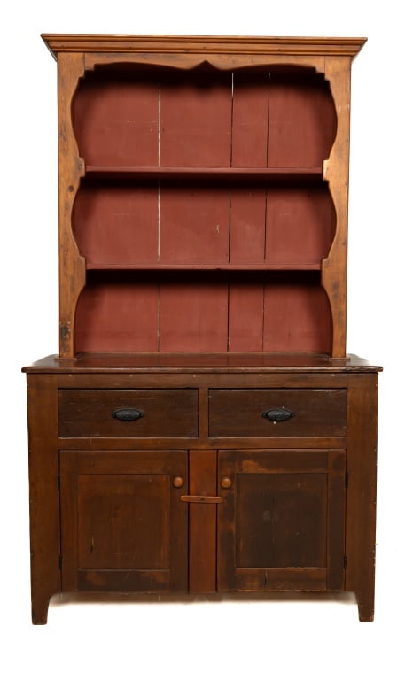 19th C Step Back Cupboard with Cutout Top Front (1 of 6)