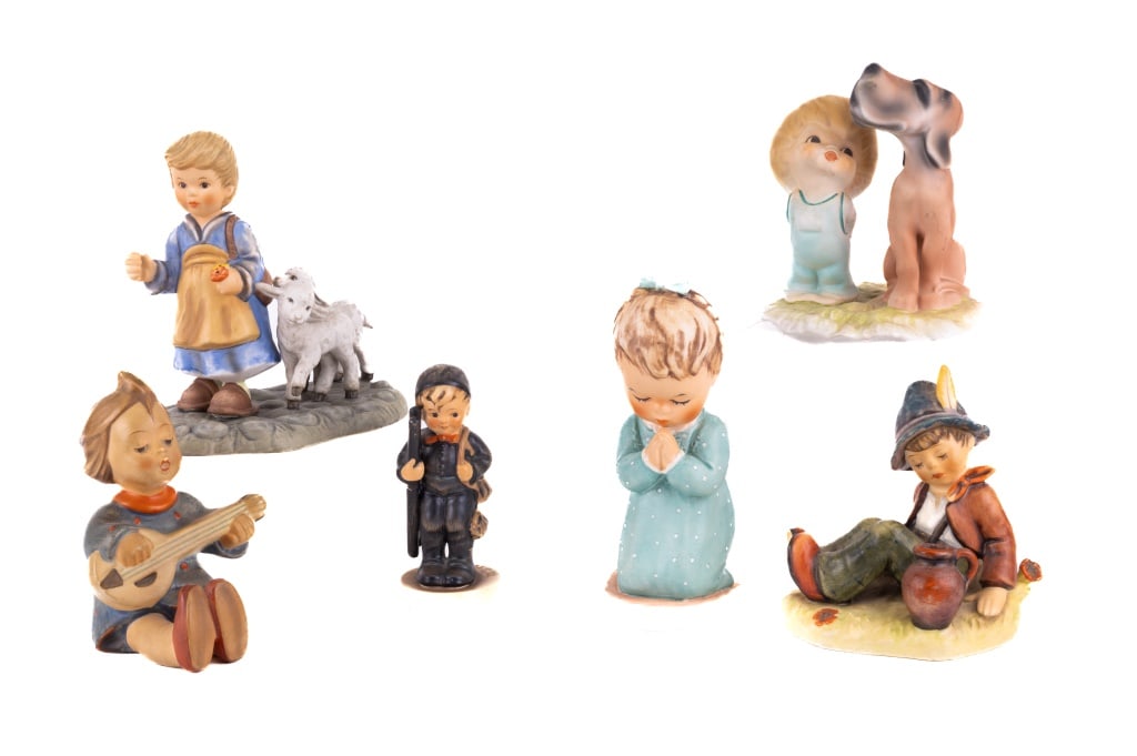 Goebel Vintage Children Figurines: Lot of 6 Goebel West Germany figurines of children including praying child, approx 5.5" H.