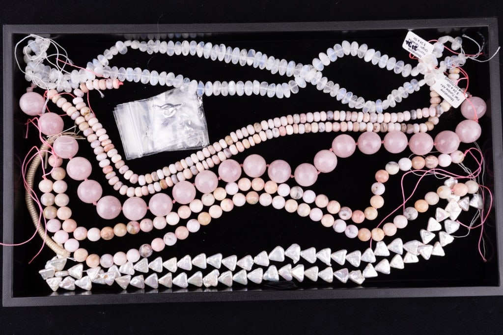 Moonstone, Rose Quartz Strands & Sterling Clasps (1 of 5)