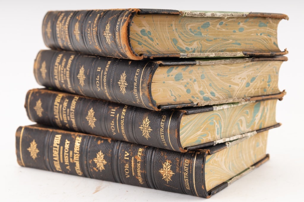 Oberhoctzer's 4 Vol Phila History of City & People: Four volumes of Oberhoctzer's "Philadelphia a History of the City and Its People". One book is autographed.