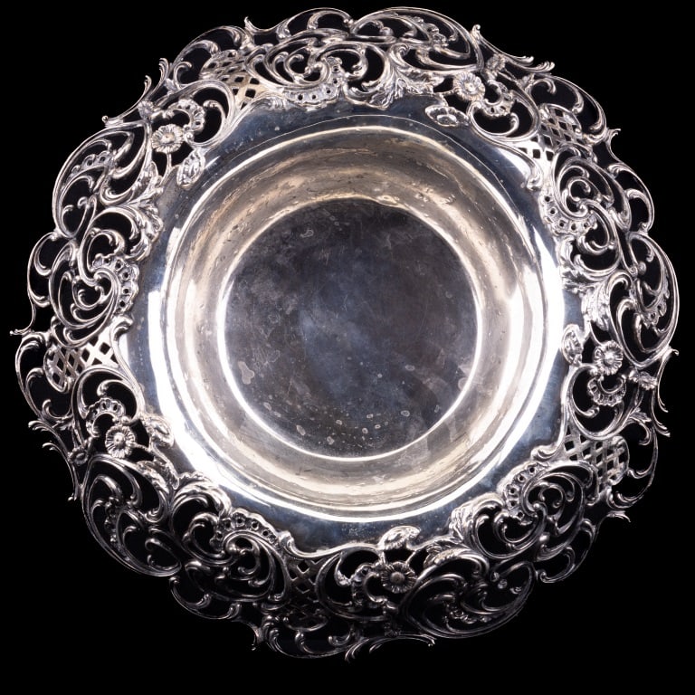 Large Sterling J.E. Caldwell Floral Rim Bowl (1 of 8)
