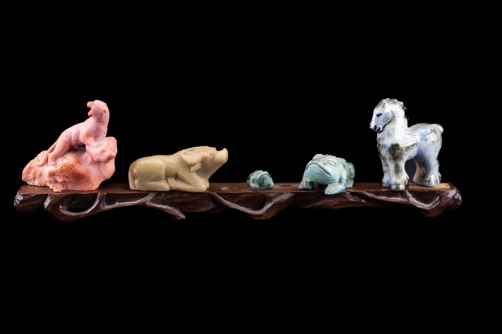 Asian Carved Stone & Pottery w/ Stand (1 of 10)