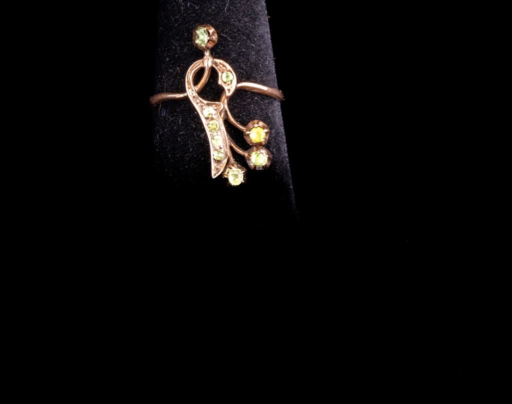 Gold Ring with Green Semi-Precious Stones (1 of 3)