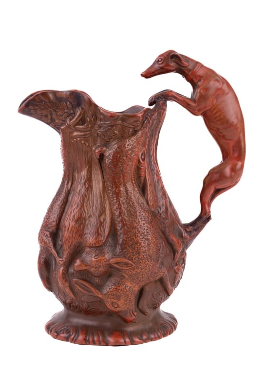 Redware Game Hunting Themed Pitcher (1 of 4)