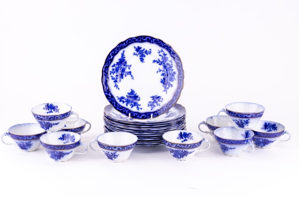 Stanley Pottery England Flow Blue Plates & Cups (1 of 10)