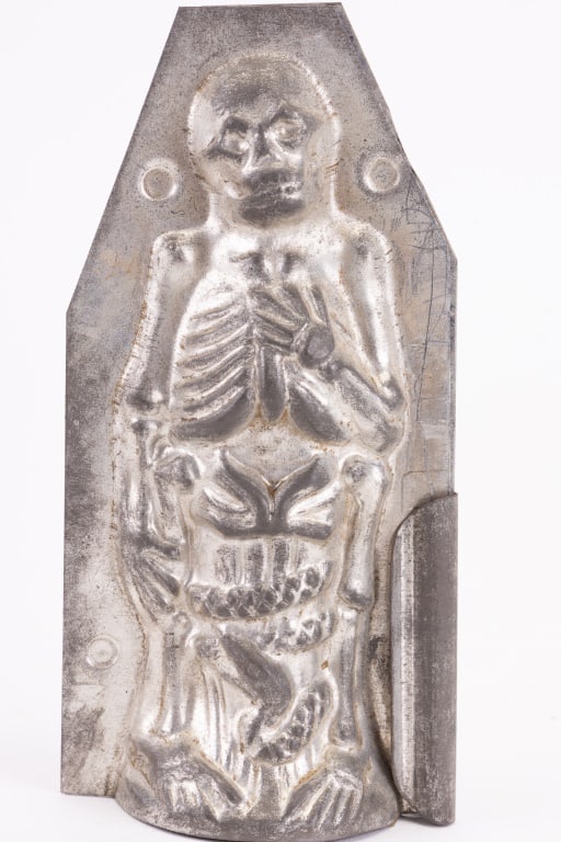 Skeleton Confectionary Chocolate Mold: Skeleton confectionary chocolate mold, approx 5.75" tall.