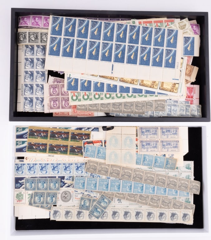 Stamps, United States Antique Collectible (600+): Lot of 600+ USA postage stamps including (300+) 5 cent and 4 1/2 cent stamps as well as (100) 2 cent and 2 1/2 cent; and (150) 3 cent, 4 1/2 cent and 4 cent stamps. Many blocks and strips.
