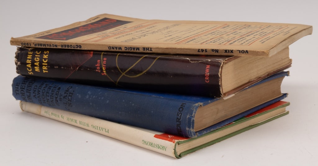 Magic Tricks Antique & Vintage Books: Lot of magic books including: Scarnes Magic Tricks by John Scarne (1951) The Magic Wand Magical Review (Oct-Nov 1930) The Modern Conjurer and Drawing Room Entertainment by C. Lang-Neil (3rd ed, 1922),