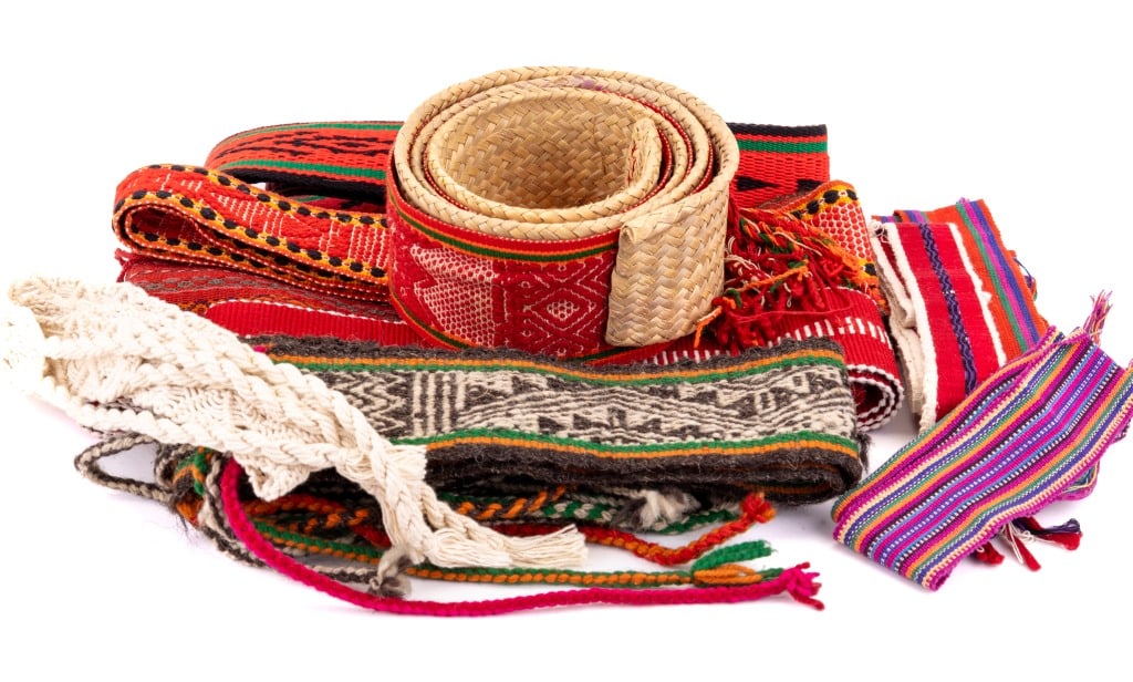 Hand Woven Vintage Tribal Pattern Belts (10): 10 vintage hand woven belts with tribal patterns from Central or South America.