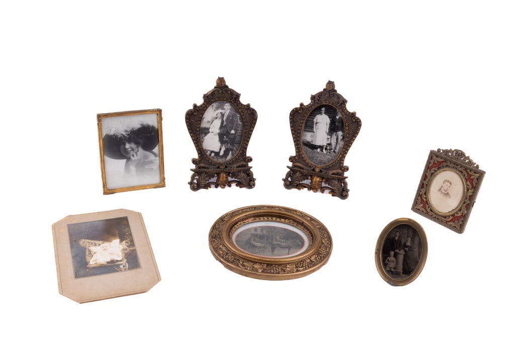 Vintage / Antique Photos & Frames: Seven vintage / antique photos, six are framed. Three are in vintage / antique frames.
