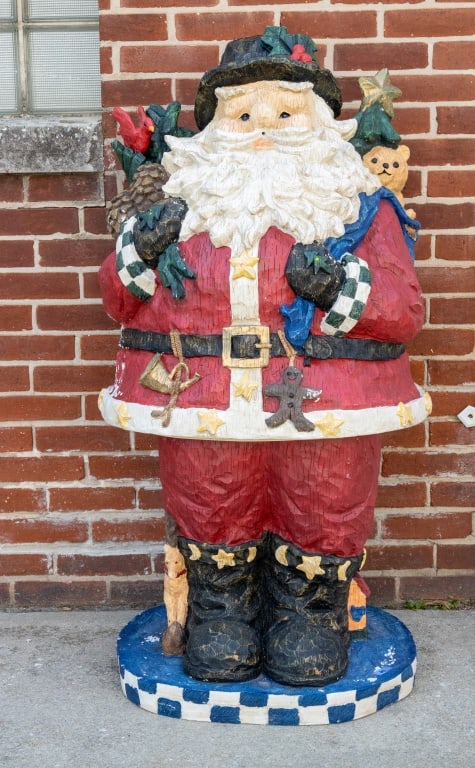Large Motion Activated Musical Santa Claus: Two piece large scale molded Santa with motion detector, plays various songs. Approx 50" H. Works well.