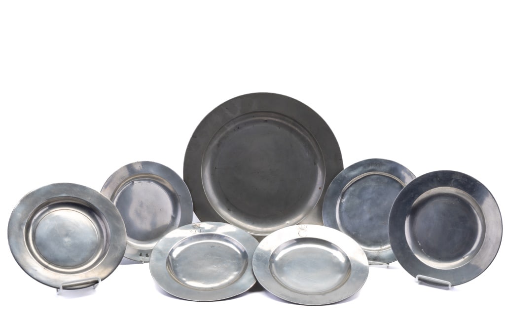 19th C English Pewter Plates & Charger (1 of 18)