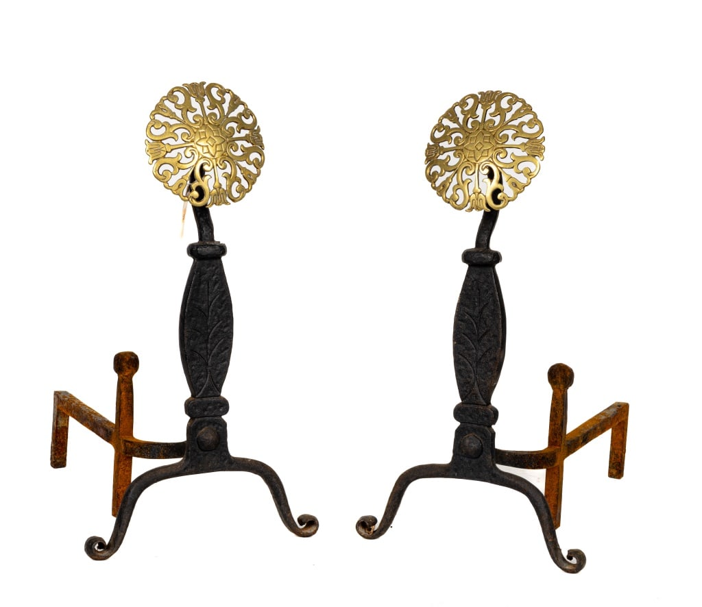 Finely Crafted Brass & Iron Andirons (1 of 11)