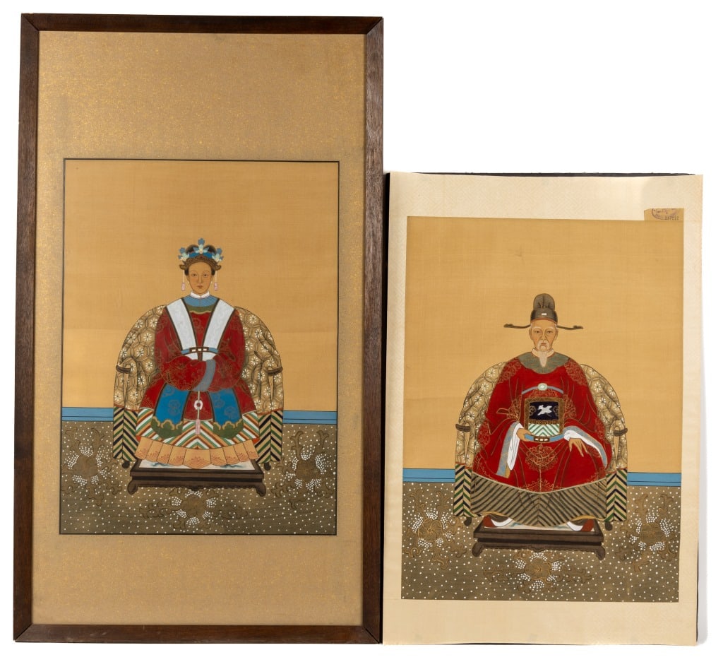 20th C Emperor & Empress Paintings (2) on Silk (1 of 7)