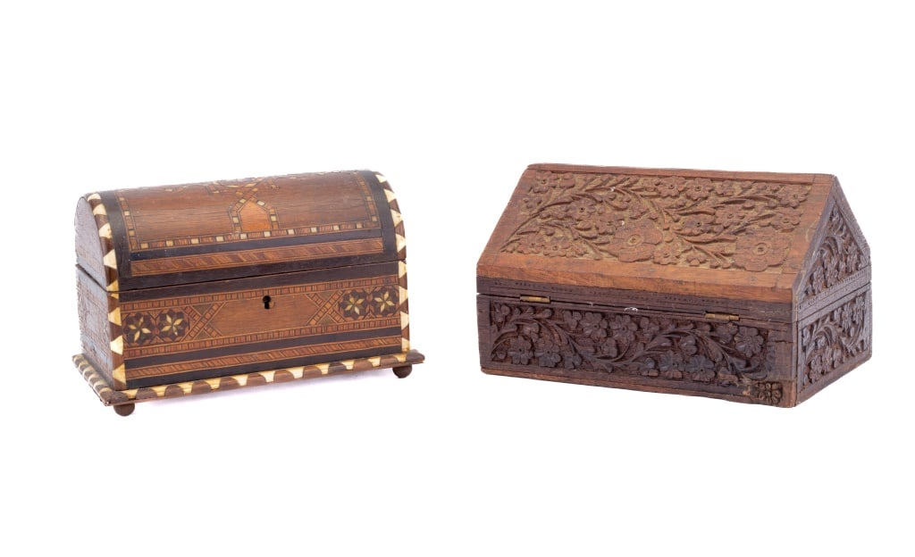Marquetry Inlay Dome Top Box & Later Steeple Top Bo (1 of 9)