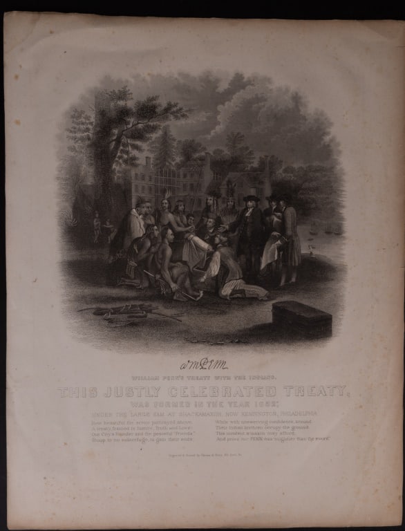 Early Engraving of William Penn's Indian Treaty (1 of 4)