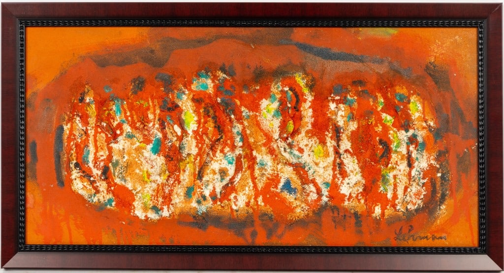 Irving Lehman (20th C) Signed Painting in Red (1 of 4)