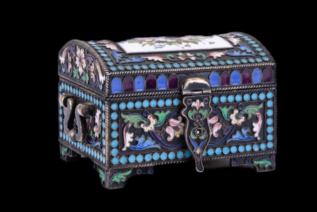 Russian Silver and Cloisonne Enamel Dresser Box (1 of 6)