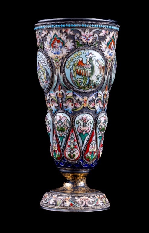 Russian Silver Enamel Cloisonne Beaker (1 of 6)