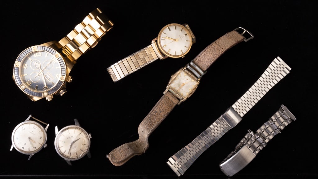 Hamilton, Invicta, Helbros & More Watches: Invicta, Marvin, Helbros and two without bands including a Hamilton and Fairfax as well as two watch bands. Watches have not been tested.