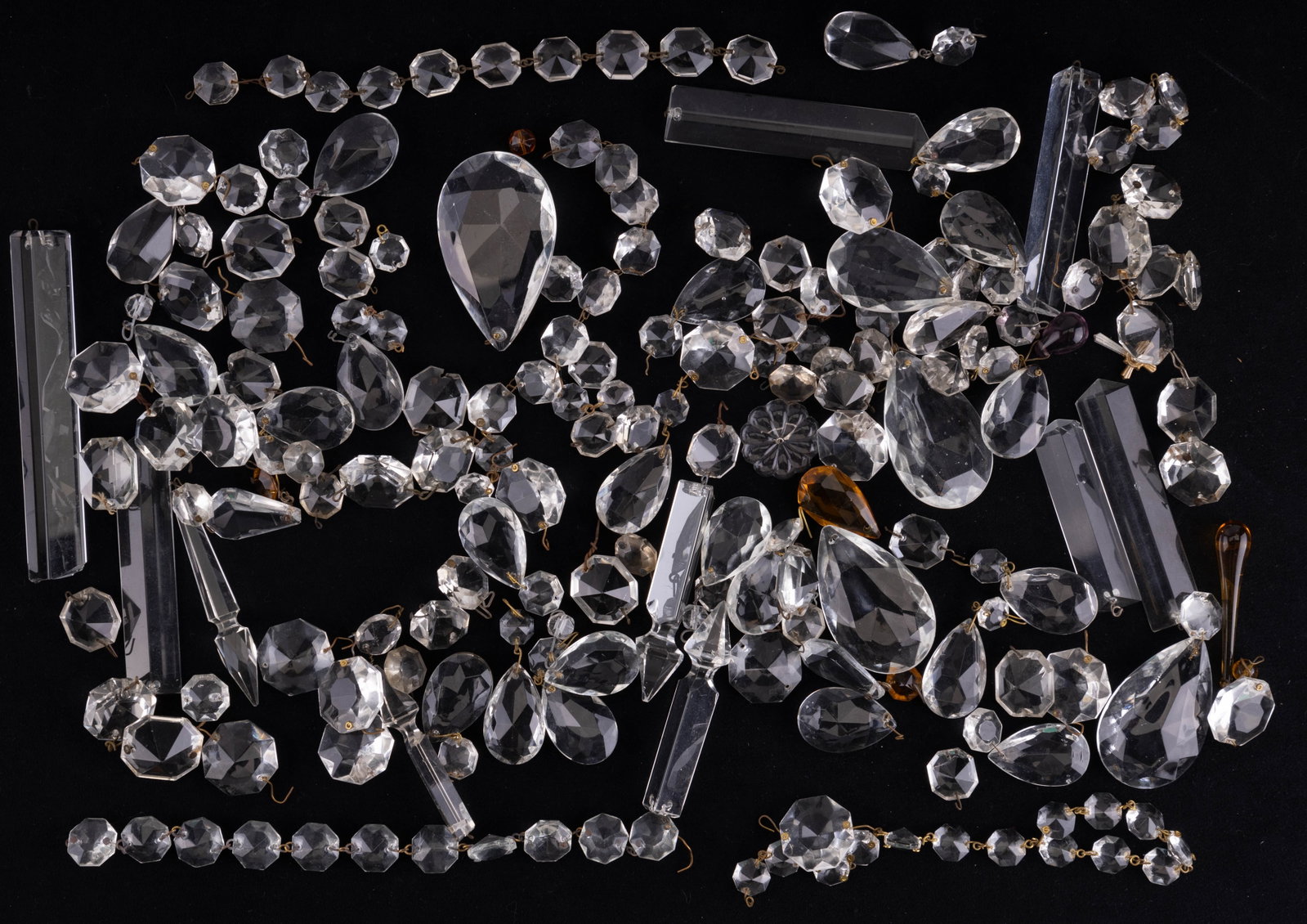 Chandelier Crystals Grouping: Large collection of chandelier crystals.