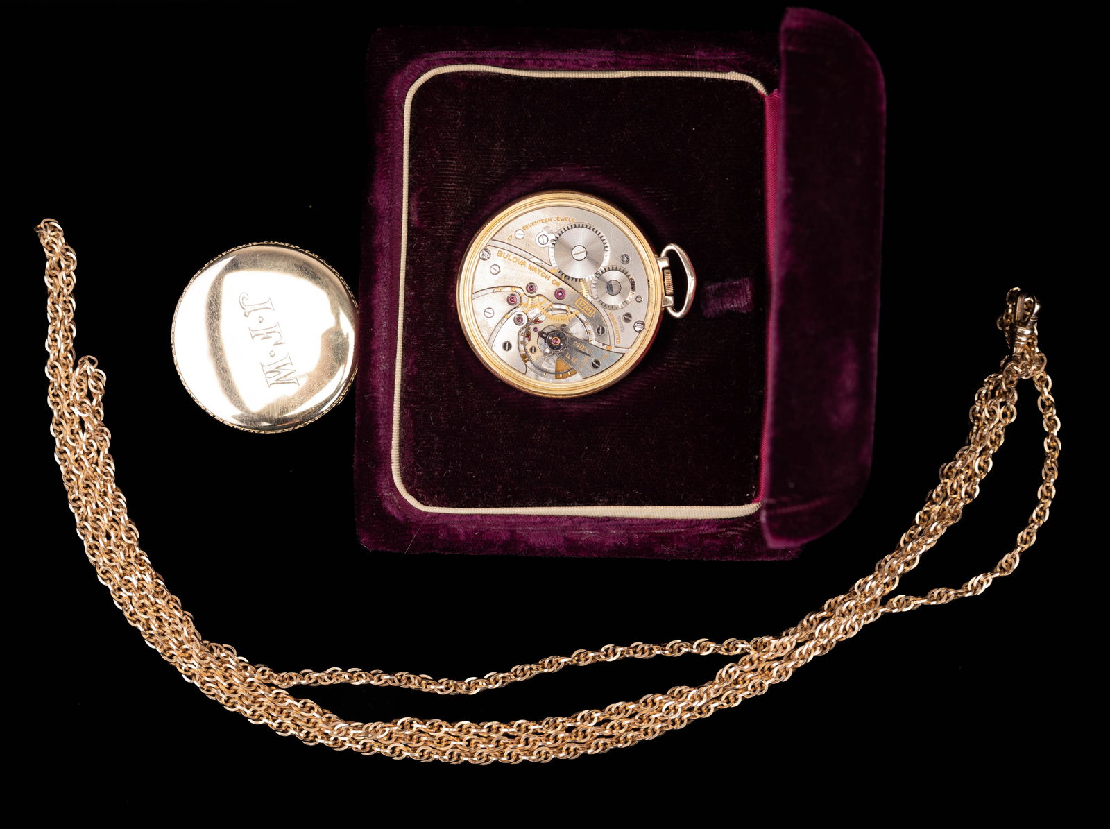 Bulova pocket shop watch gold