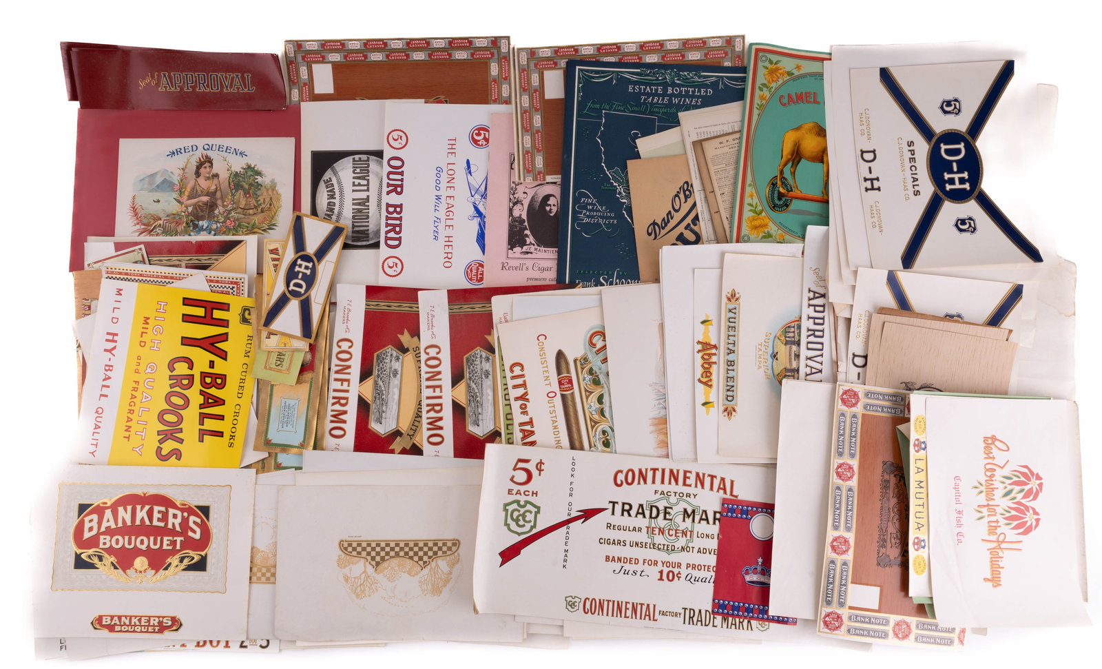 Cigar Box Labels & Ephemera: 150+ pieces of cigar box labels and ephemera.