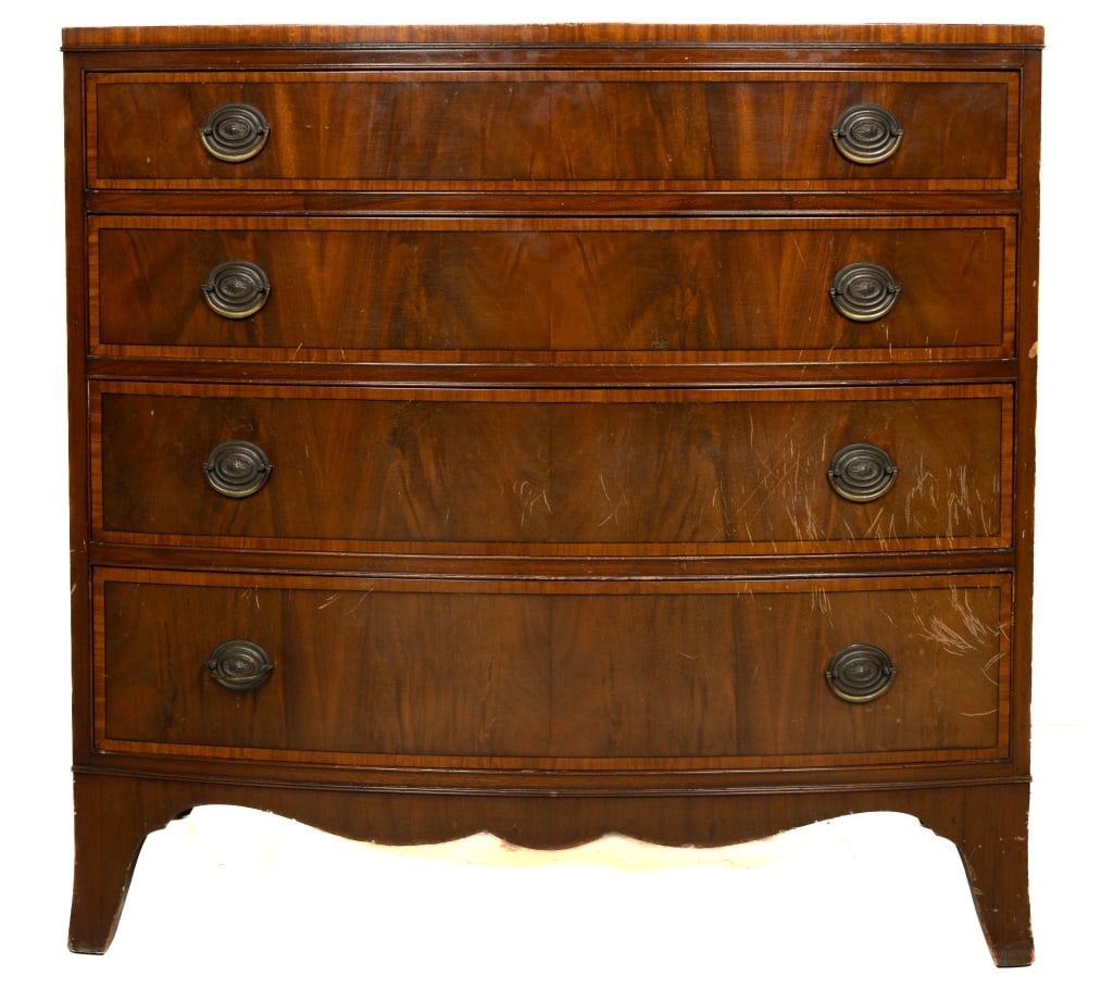 Widdicomb Sheraton Style Bowfront Chest (1 of 6)