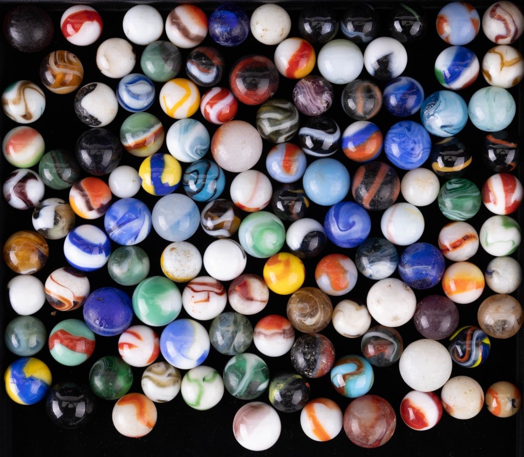 Marbles (110): Variety of marbles, various ages and condiitons. See photos.