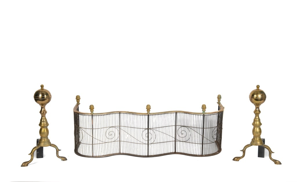 19th C Serpentine Fender & Andirons (1 of 5)