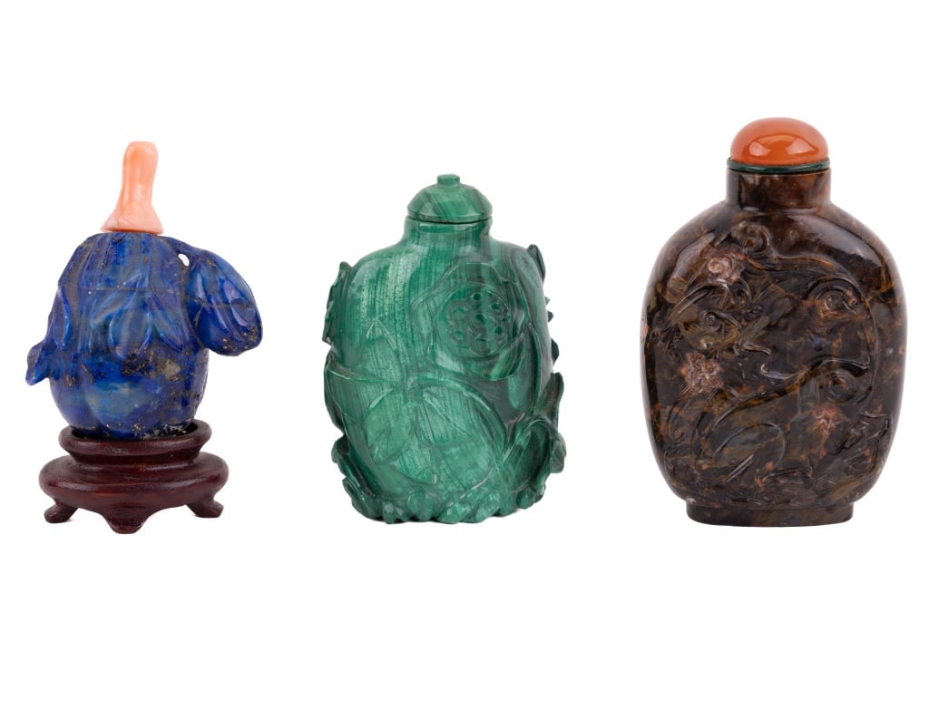 Malachite, Lapis, Stone Antique Snuff Bottles (1 of 7)