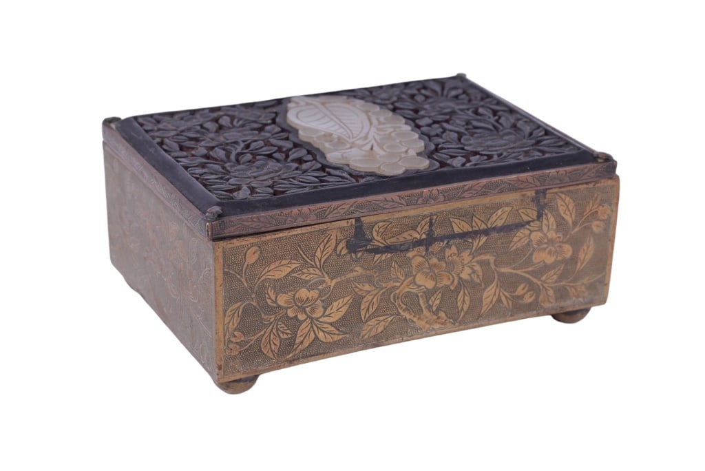 Chinese Metal & Jade Trinket Box (1 of 5)