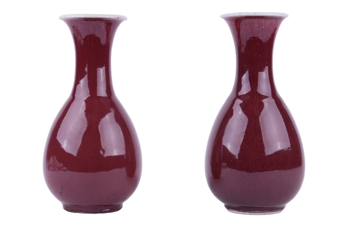 Pair of Red & White Chinese Vases (1 of 12)