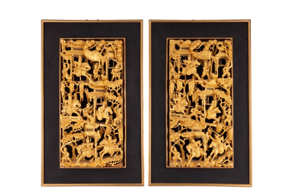Pair of Chinese Gilded Wood Carving Plaques (1 of 6)