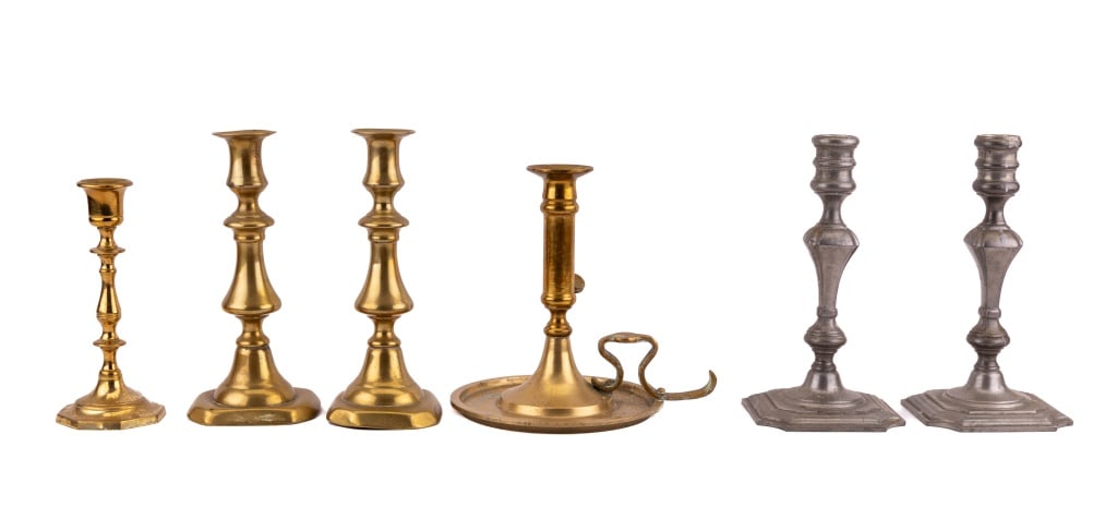 Brass & Pewter Candlestick Holders (6) (1 of 7)