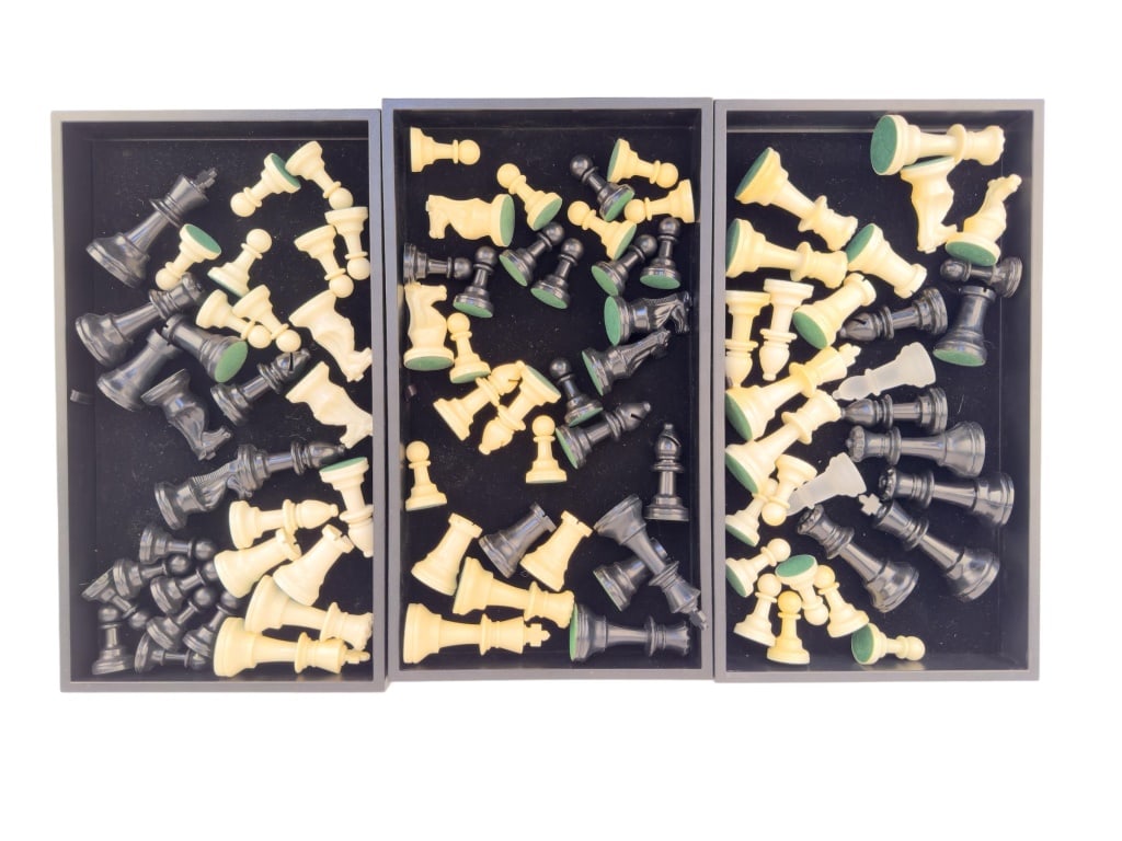 Chess Piece Sets in White and Black (1 of 6)