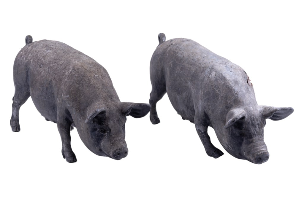 Pair of 19th C Lead Garden Pigs (w/ Provenance) (1 of 13)