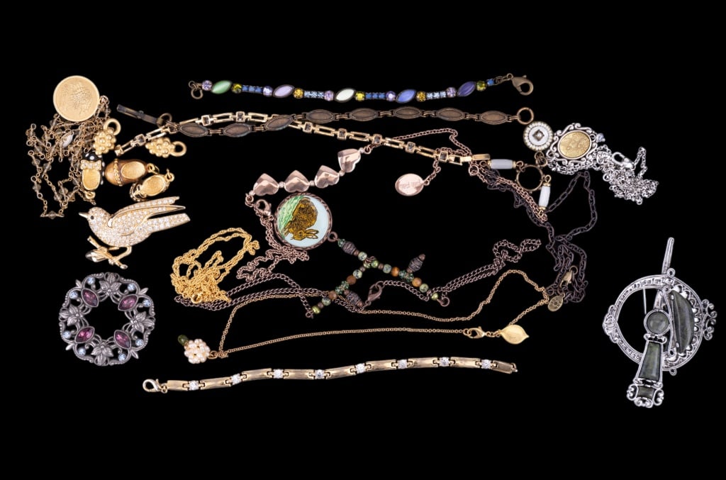 Costume-Brooches, Bracelets, Necklaces, Earrings,: Costume Jewelry- Brooches, Bracelets, charms and Necklaces, Earrings