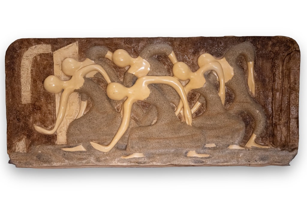 Large "Finesse Originals" Mid-Century Relief Art: Finesse Originals Mid-Century Relief Brutalist wall art by Finesse Originals circa 1970s from Brooklyn NY
