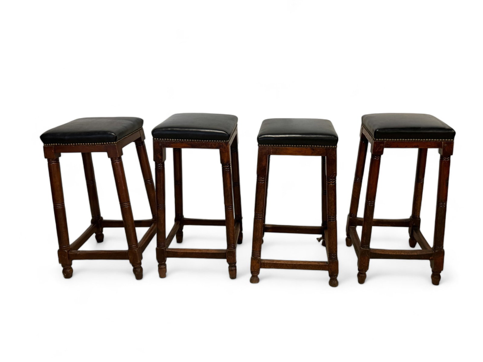 Set of Four Antique Style Stools: Set of Four Antique Style Stools, each measuring approximately 32.5"h and seat is 14" sq.