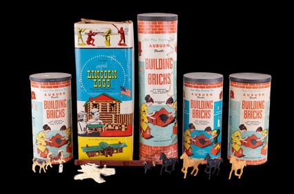 Lincoln Logs, Auburn Bldg Blocks Vintage Toys