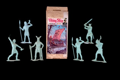Vintage Viking Ship Model & Louis Marx Vikings