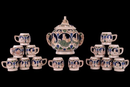 Gerzit-Gerz Punchbowl w/ 14 Punch Cups